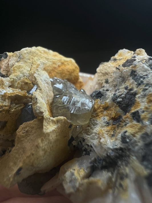 Cerussite And Barite On Galena From Morocco