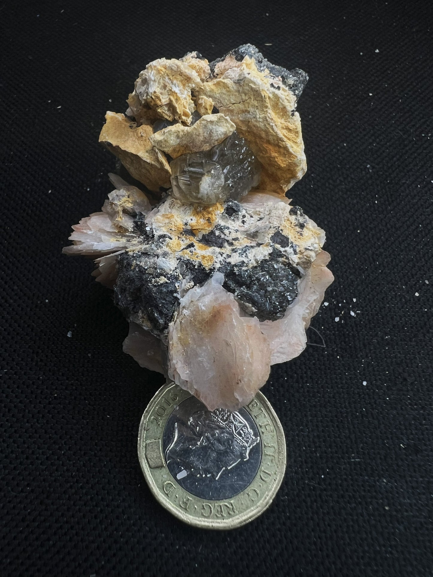 Cerussite And Barite On Galena From Morocco