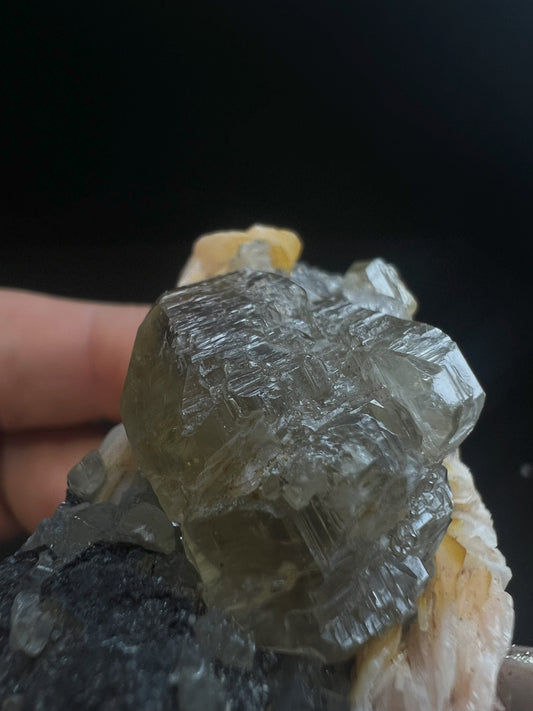 Cerussite And Barite On Galena From Morocco