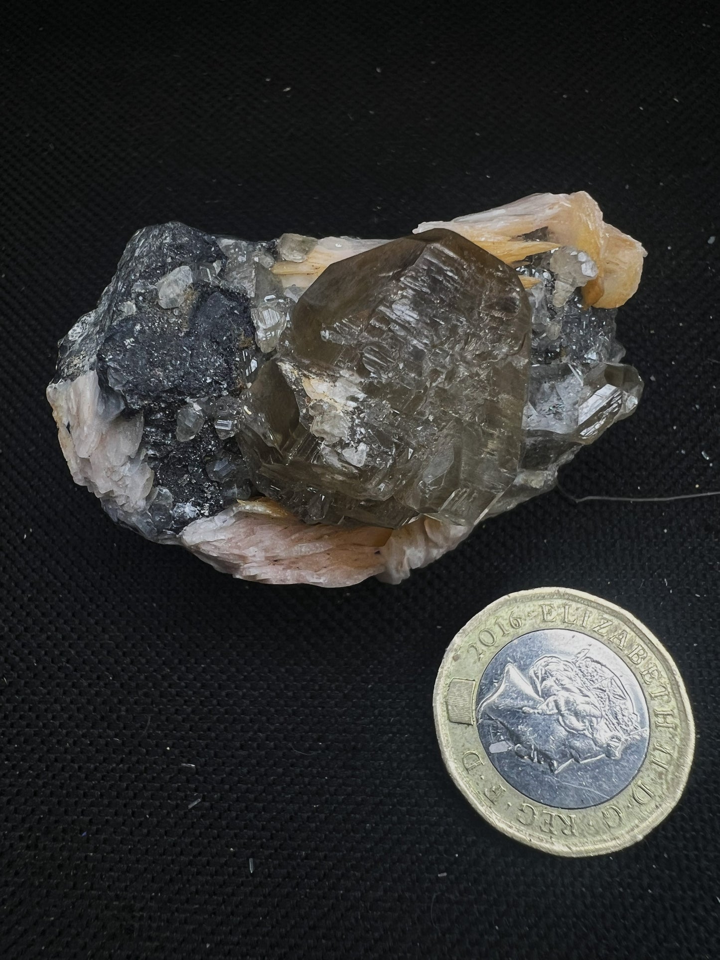 Cerussite And Barite On Galena From Morocco