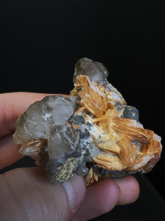 Cerussite And Barite On Galena From Morocco