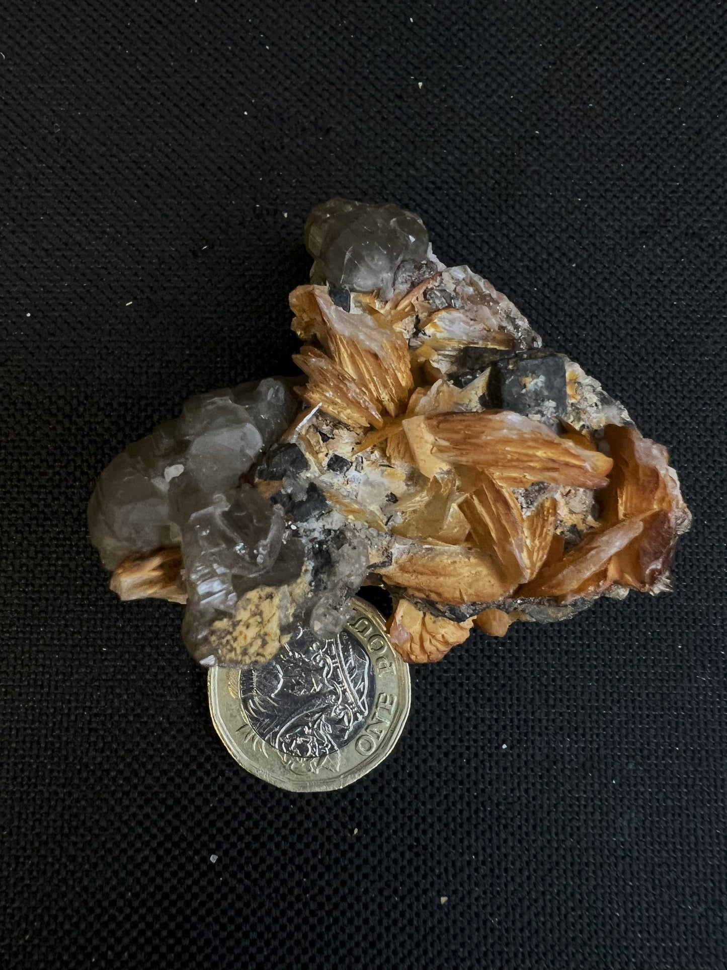 Cerussite And Barite On Galena From Morocco