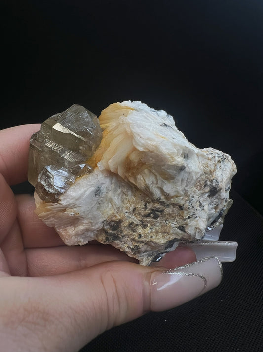 Cerussite And Barite On Galena From Morocco