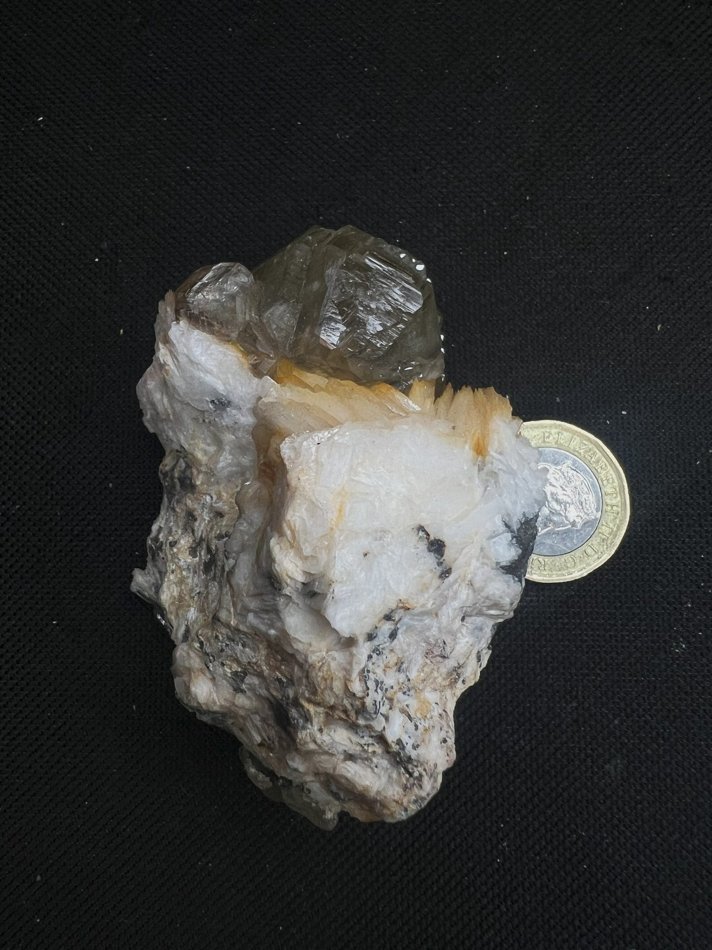 Cerussite And Barite On Galena From Morocco
