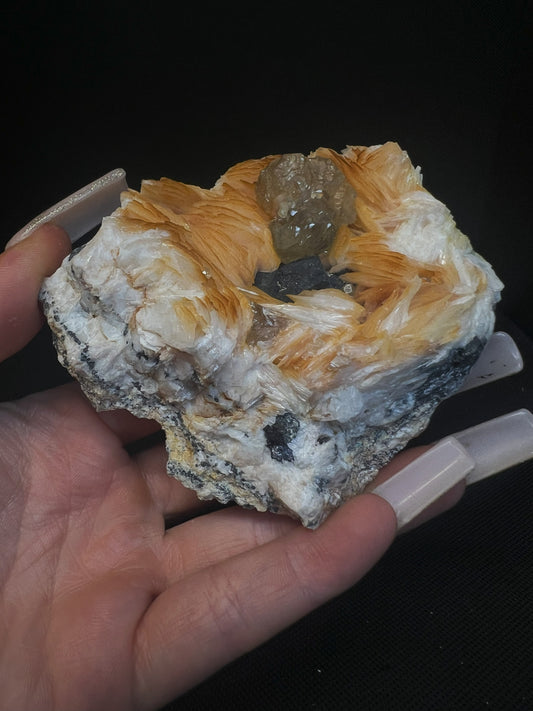 Cerussite And Barite On Galena From Morocco