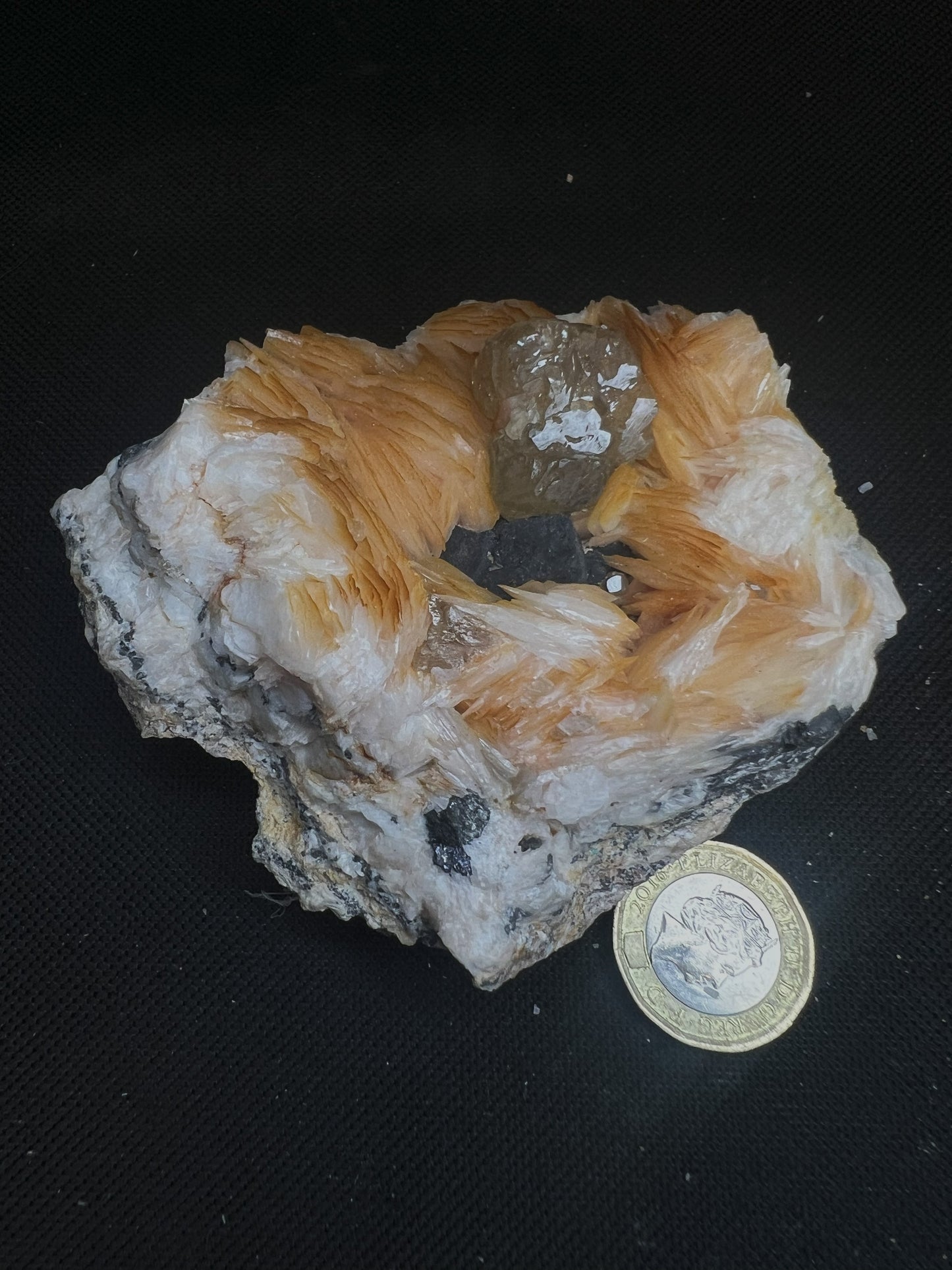 Cerussite And Barite On Galena From Morocco