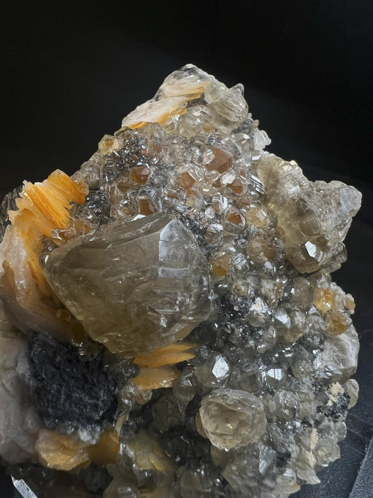 Cerussite And Barite On Galena From Morocco