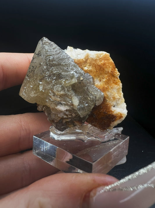 Cerussite And Barite On Galena From Morocco
