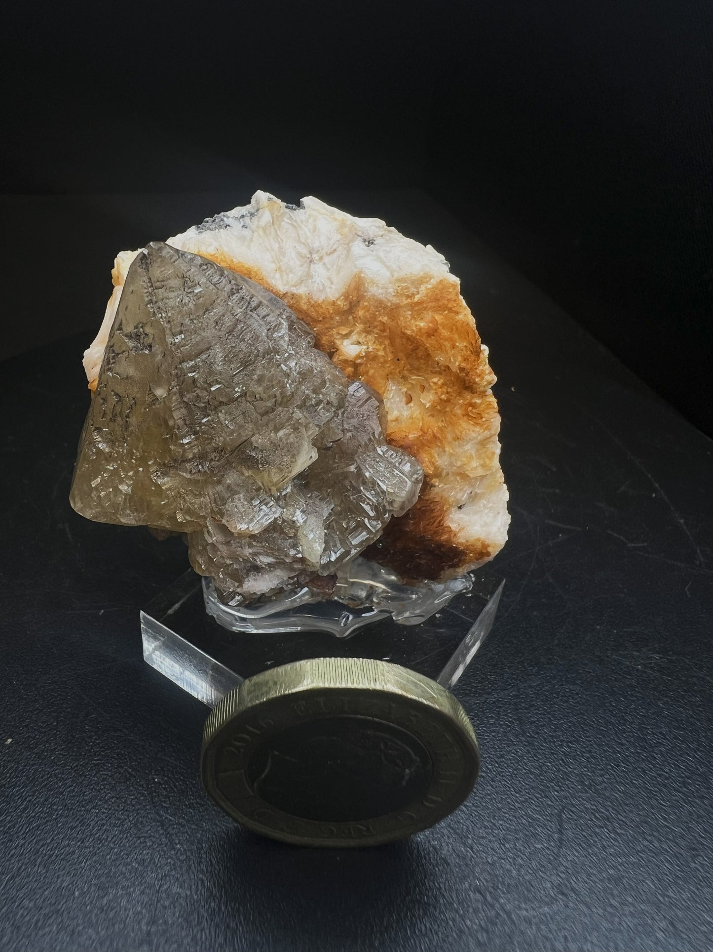 Cerussite And Barite On Galena From Morocco