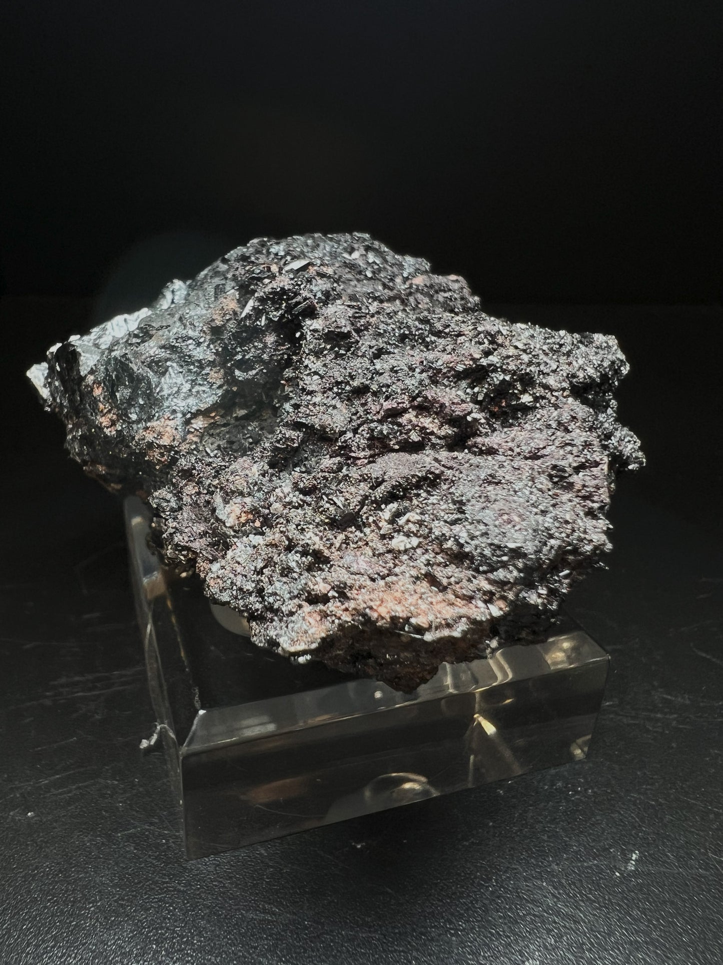 Hausmannite and Manganvesuvianite From N'Chwaning Mine, Kalahari, South Africa (Stand Included) Collectors Piece