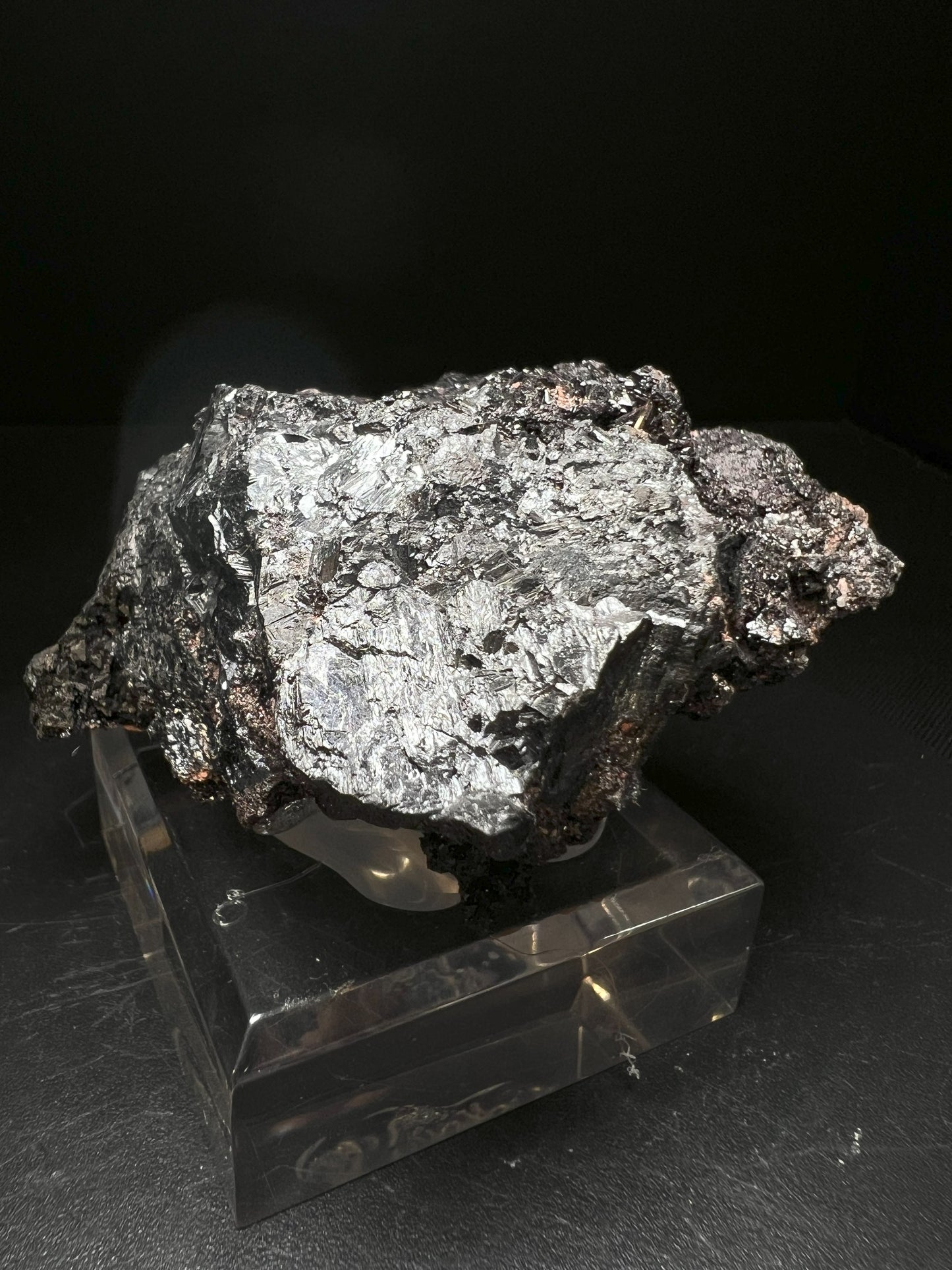 Hausmannite and Manganvesuvianite From N'Chwaning Mine, Kalahari, South Africa (Stand Included) Collectors Piece