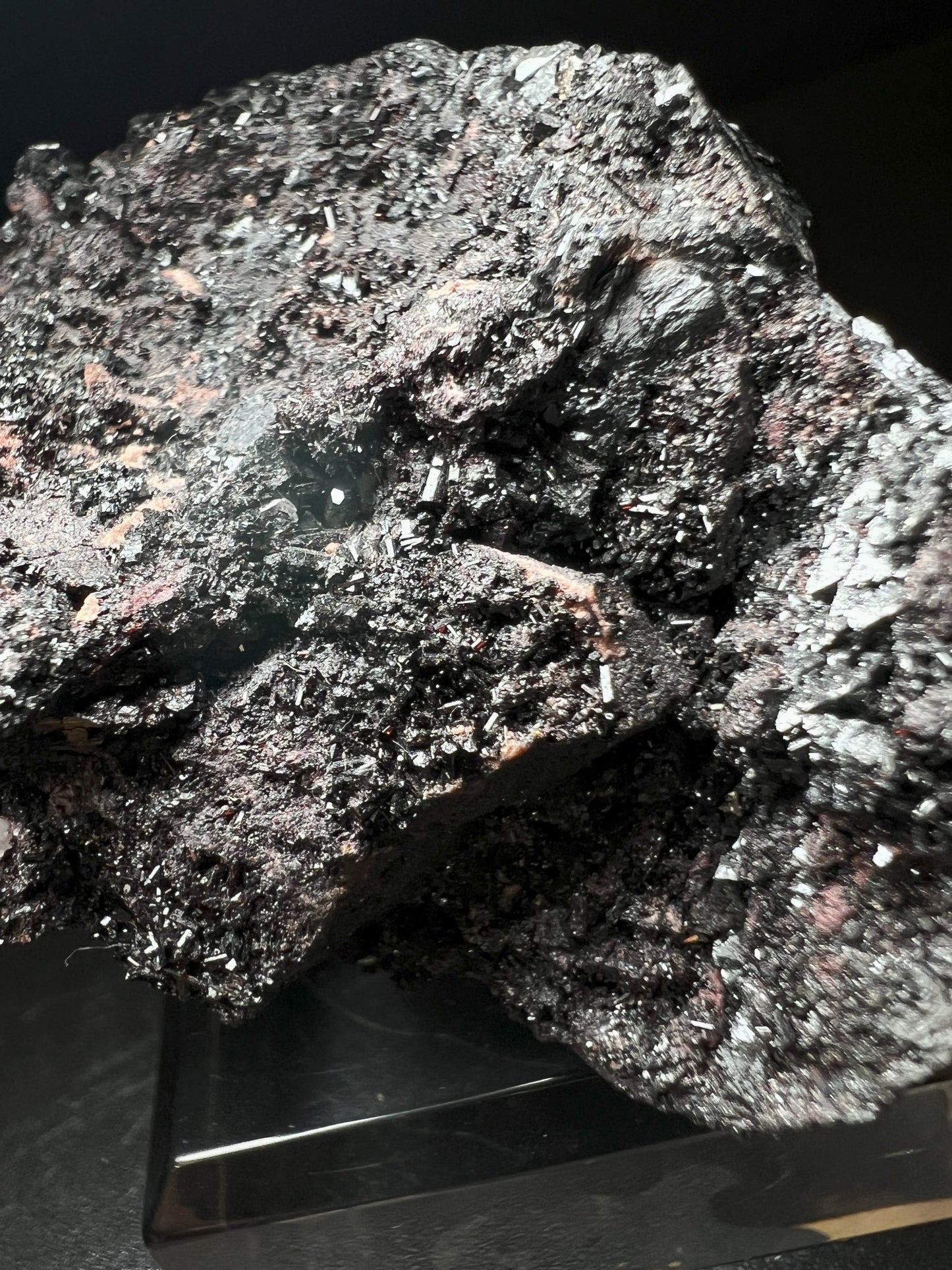 Hausmannite and Manganvesuvianite From N'Chwaning Mine, Kalahari, South Africa (Stand Included) Collectors Piece