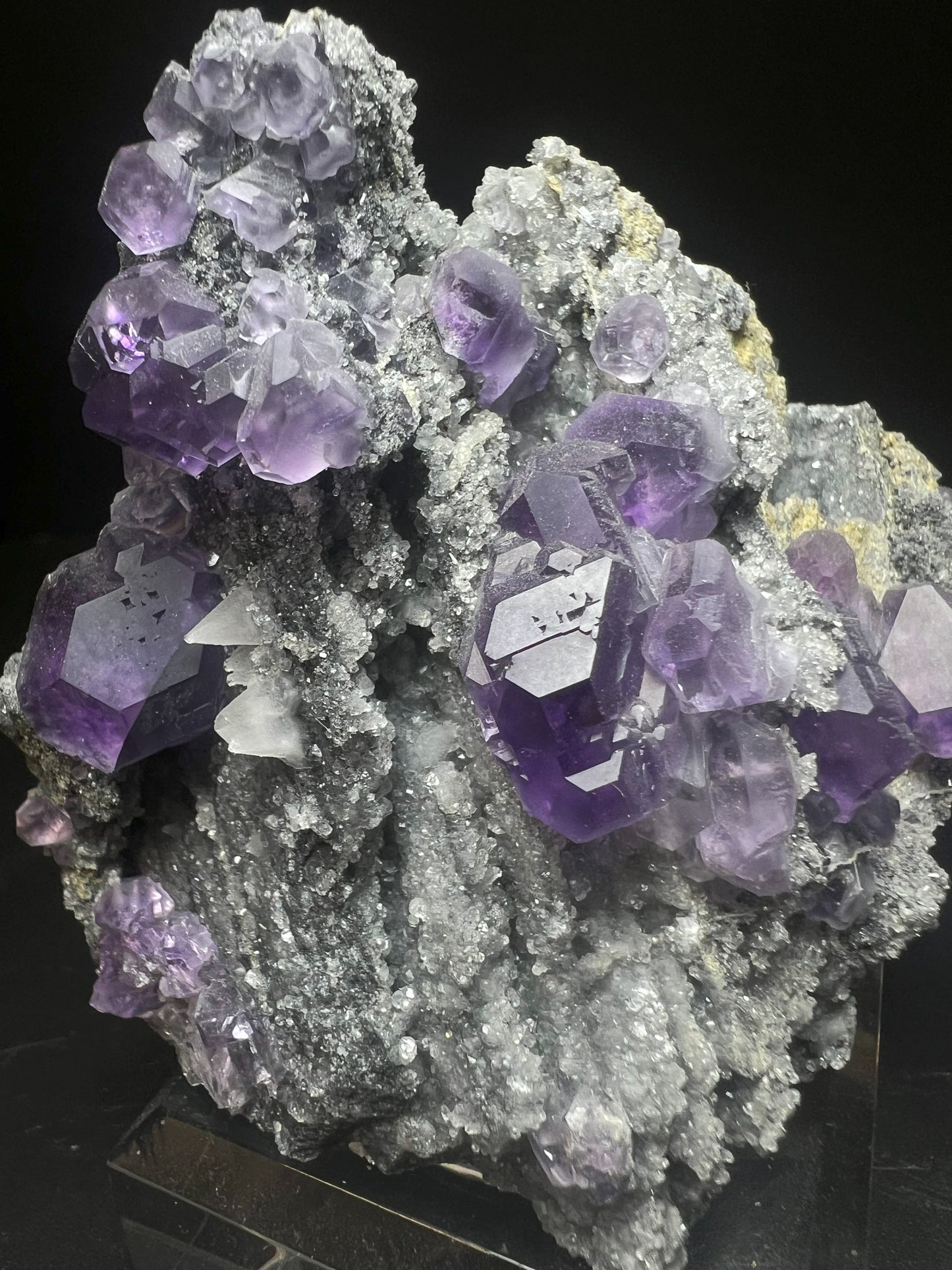 Purple Fluorite With Calcite From China (Stand Included) Collectors Piece