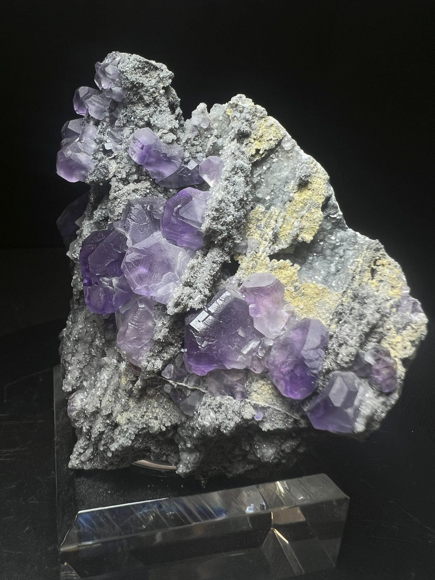 Purple Fluorite With Calcite From China (Stand Included) Collectors Piece