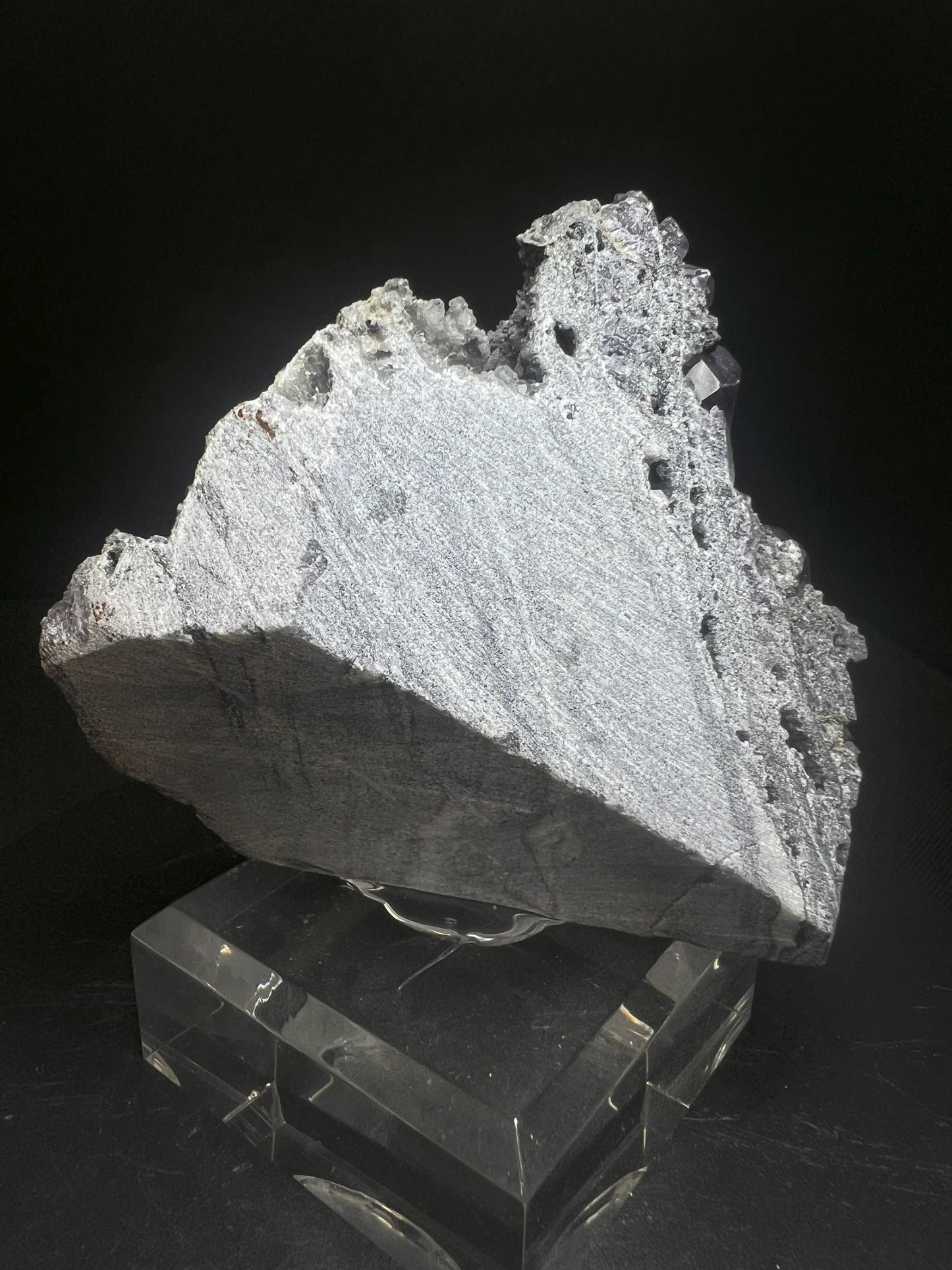 Purple Fluorite With Calcite From China (Stand Included) Collectors Piece