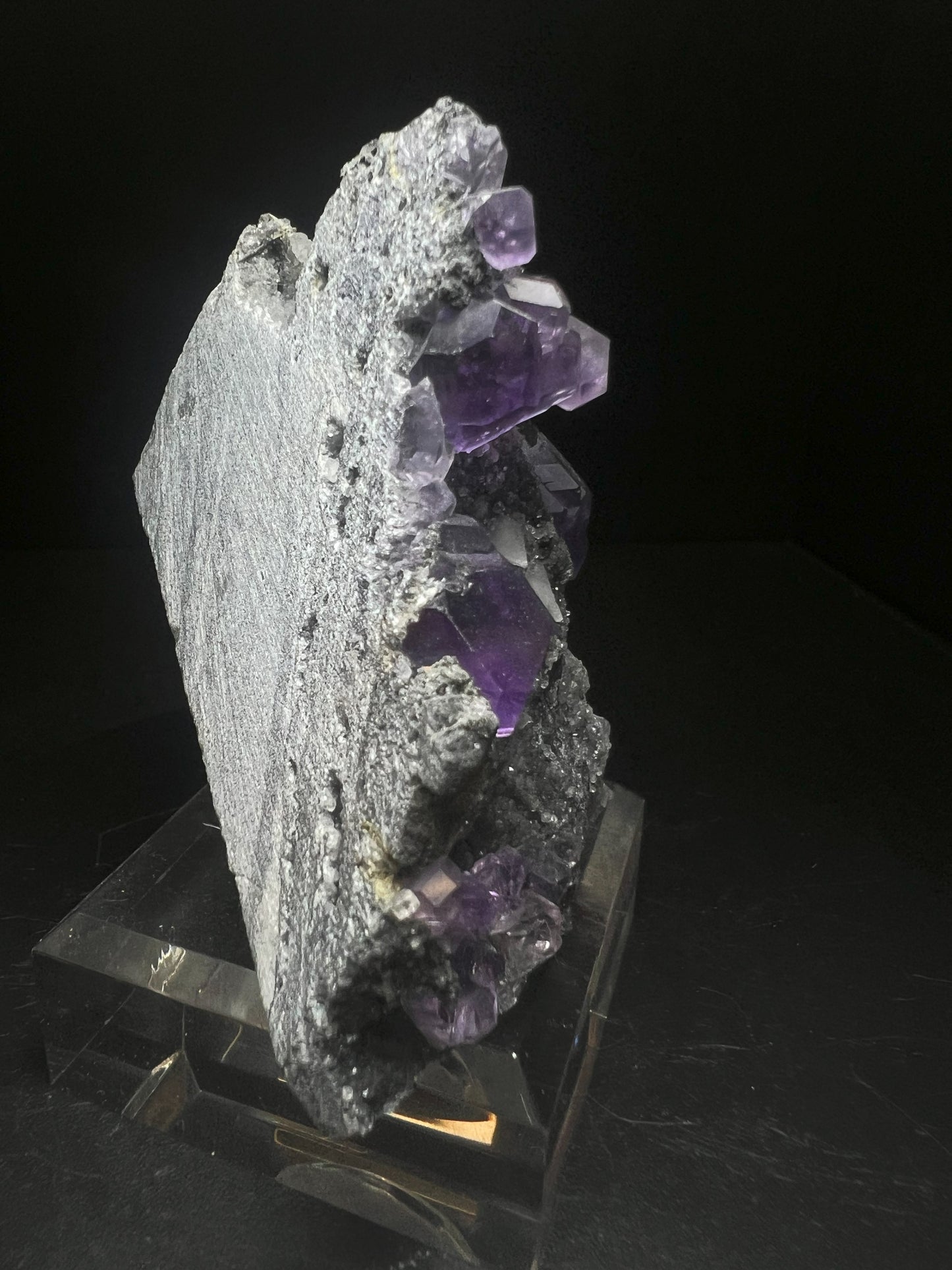 Purple Fluorite With Calcite From China (Stand Included) Collectors Piece