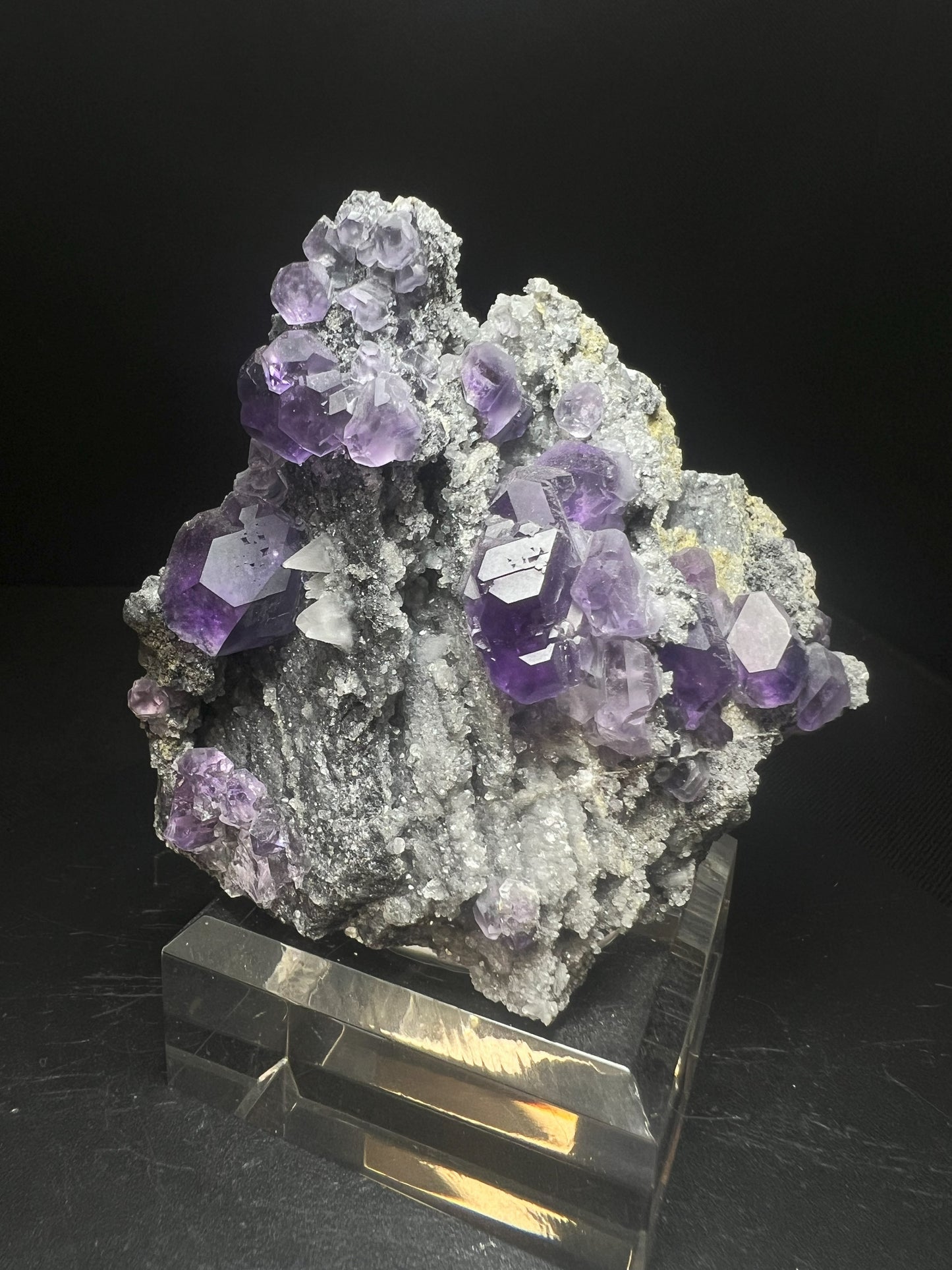 Purple Fluorite With Calcite From China (Stand Included) Collectors Piece