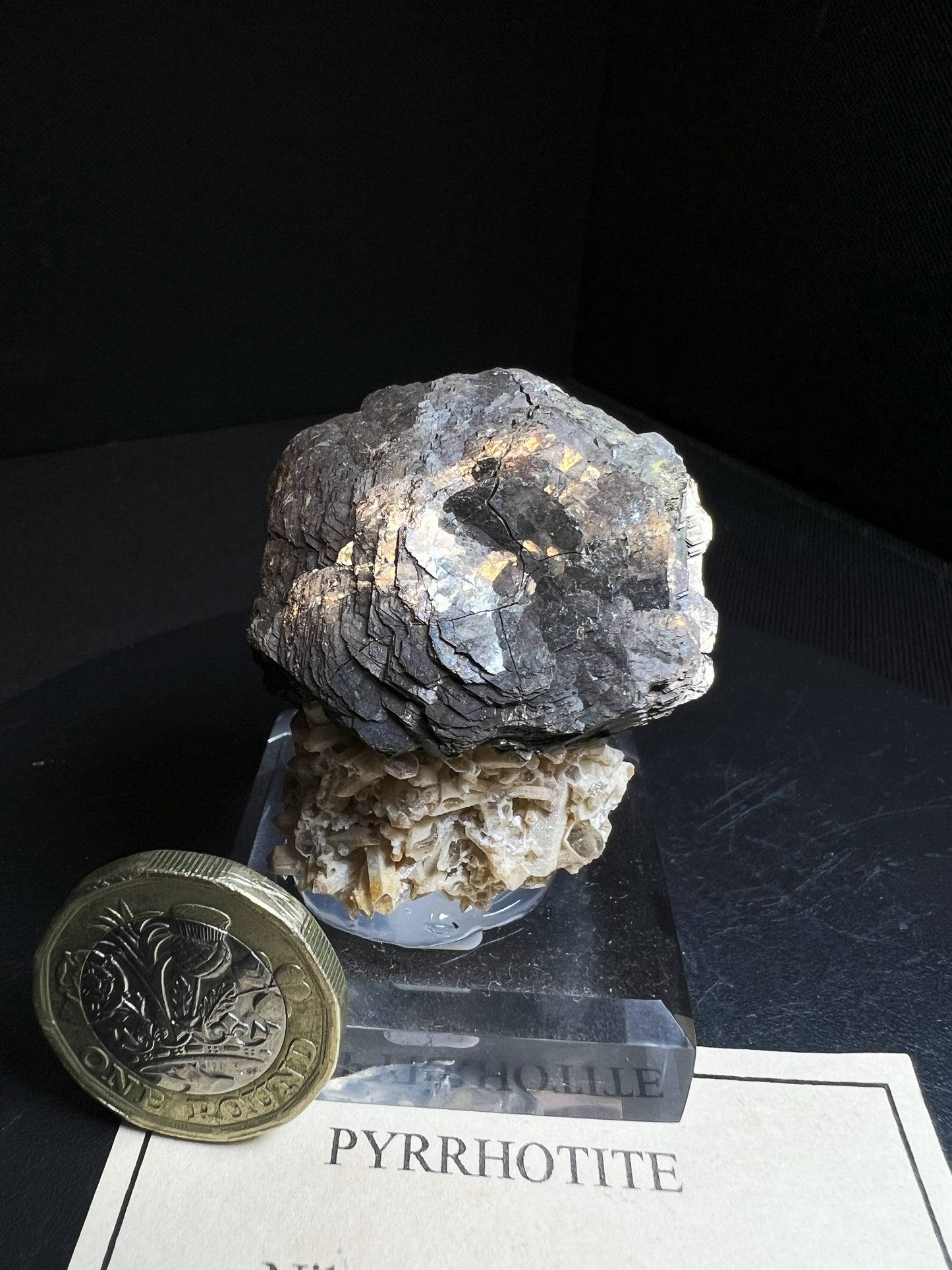 Pyrrhotite On Calcite From Dalnegorsk (Stand Included) Home Décor, Collectors Piece