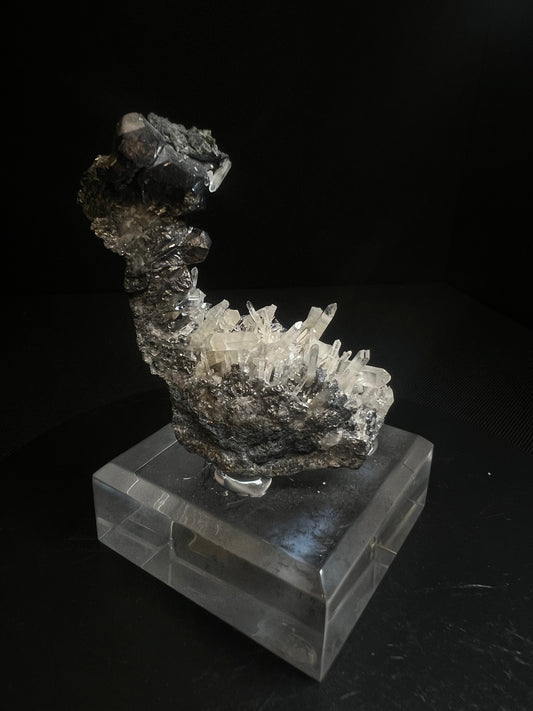 Aesthetic Skutterudite With Quartz From Morocco (Stand Included) Collectors Piece