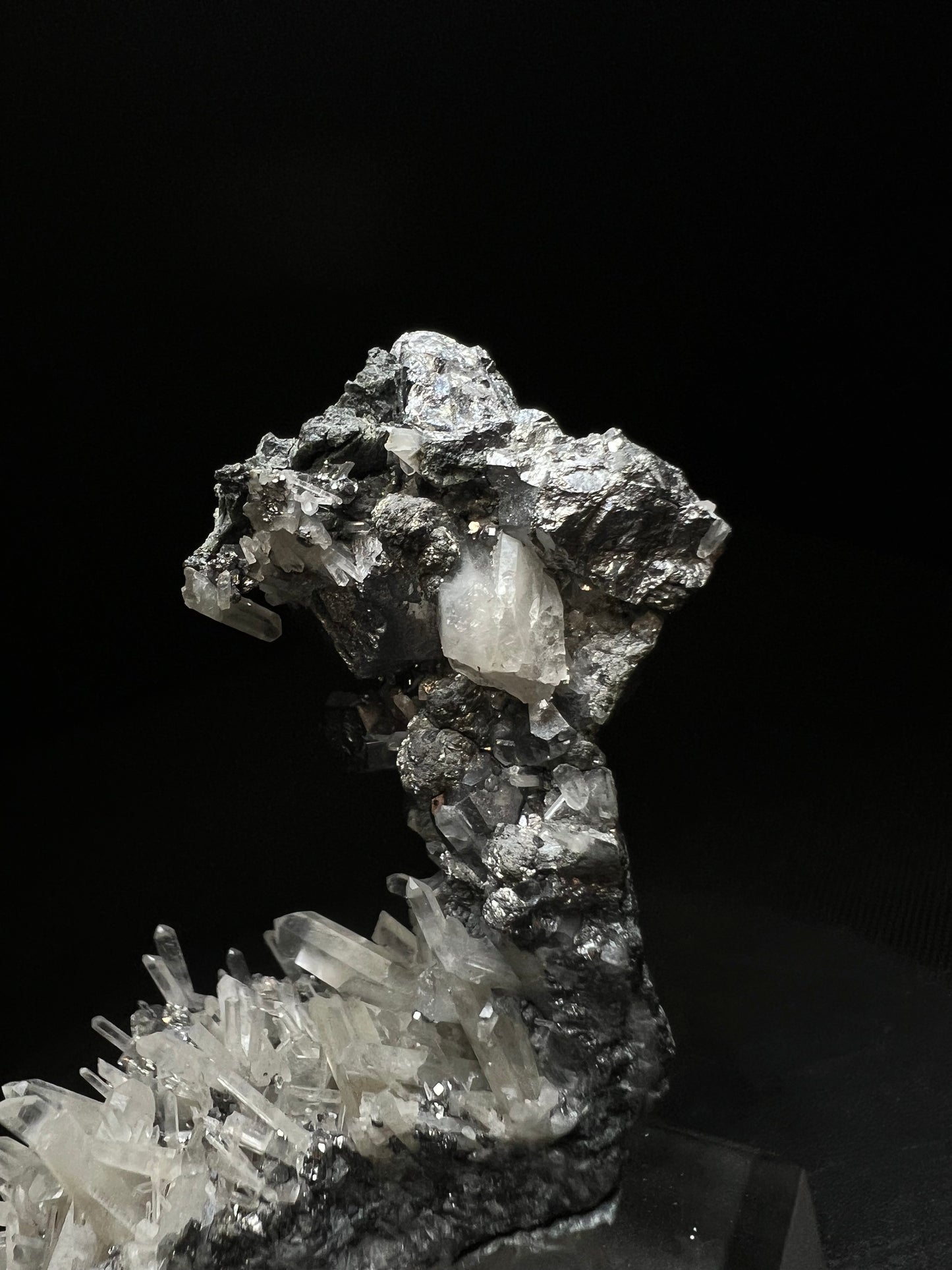 Aesthetic Skutterudite With Quartz From Morocco (Stand Included) Collectors Piece