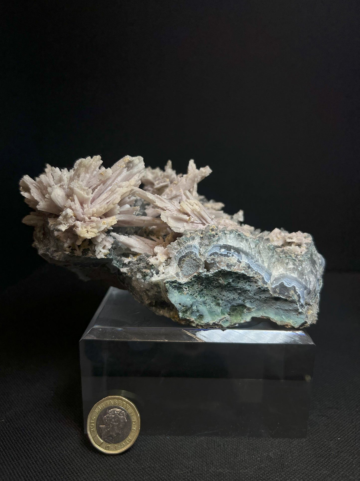 Anhydrite, Amethyst, Calcite Pseudomorph From Brazil (Stand Included) Collectors Piece