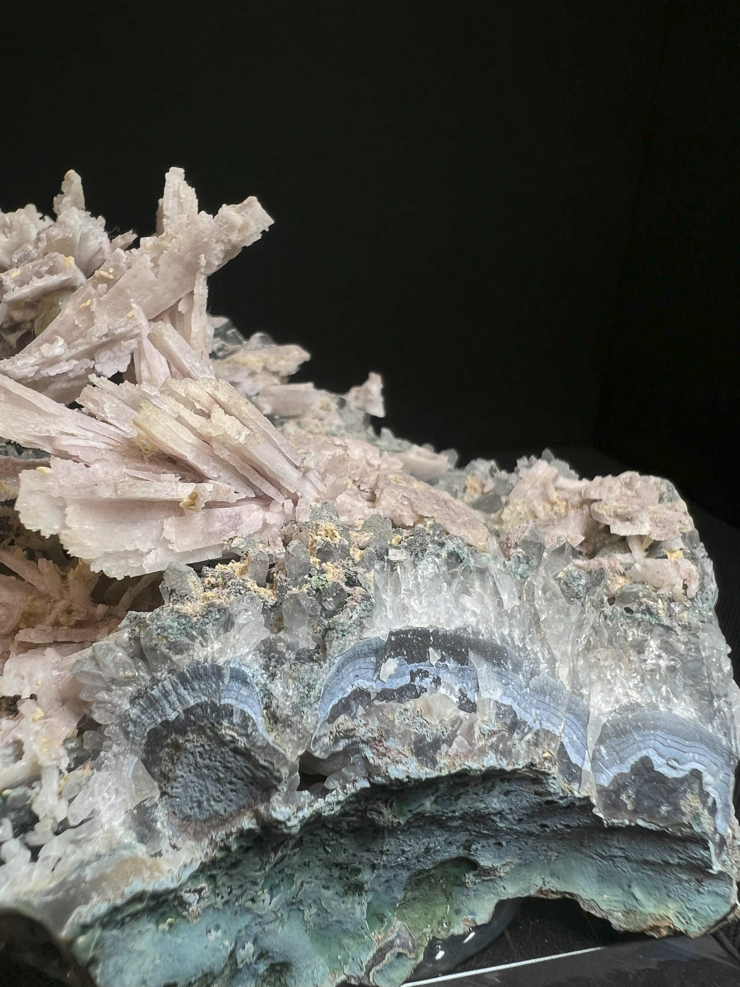 Anhydrite, Amethyst, Calcite Pseudomorph From Brazil (Stand Included) Collectors Piece