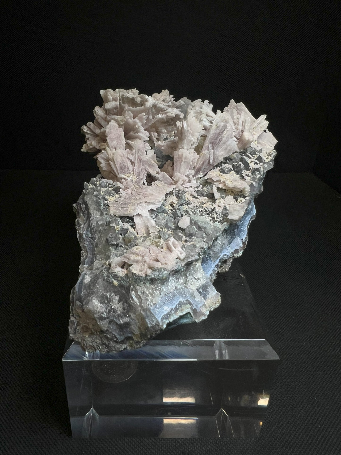 Anhydrite, Amethyst, Calcite Pseudomorph From Brazil (Stand Included) Collectors Piece