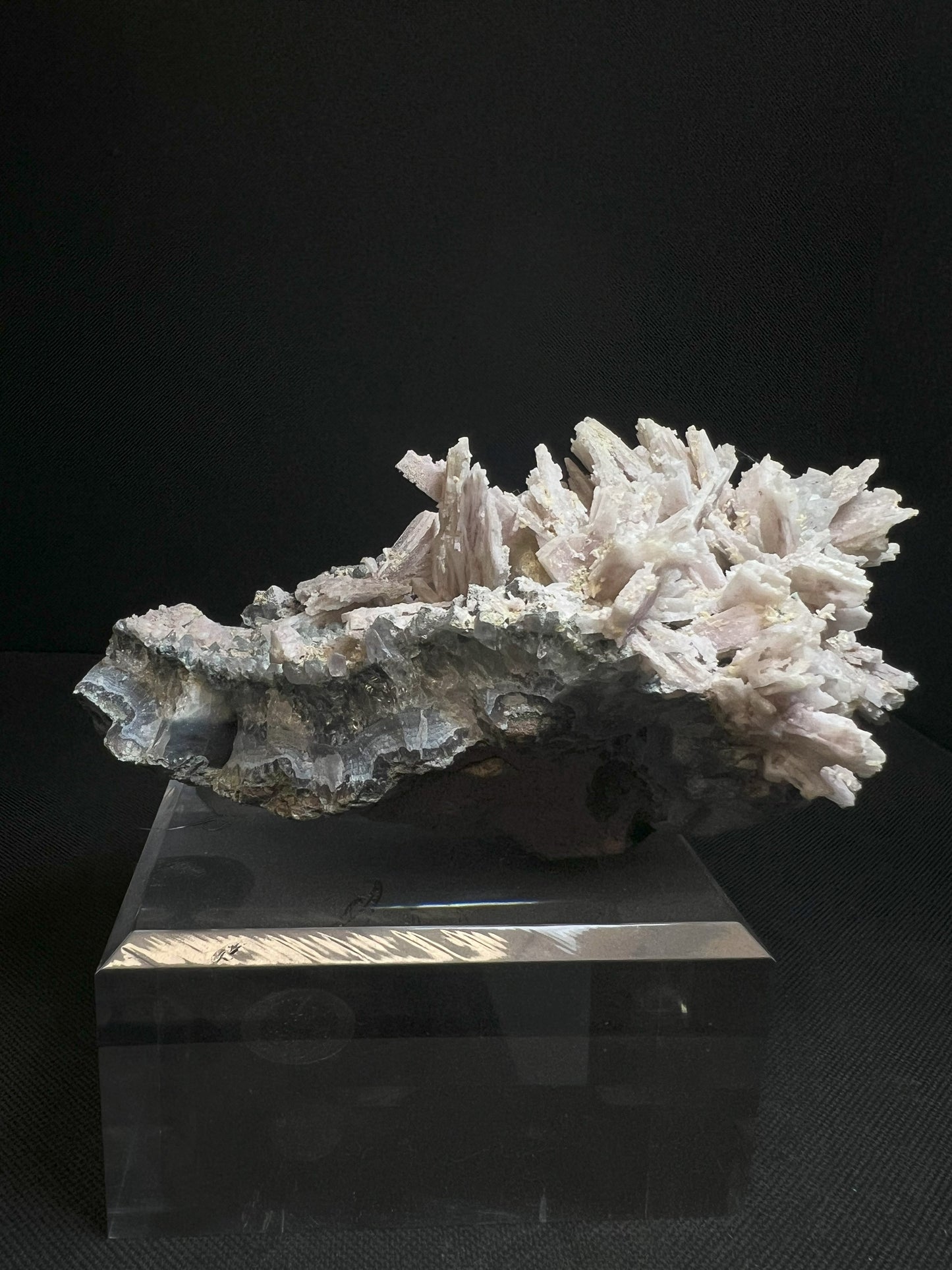 Anhydrite, Amethyst, Calcite Pseudomorph From Brazil (Stand Included) Collectors Piece