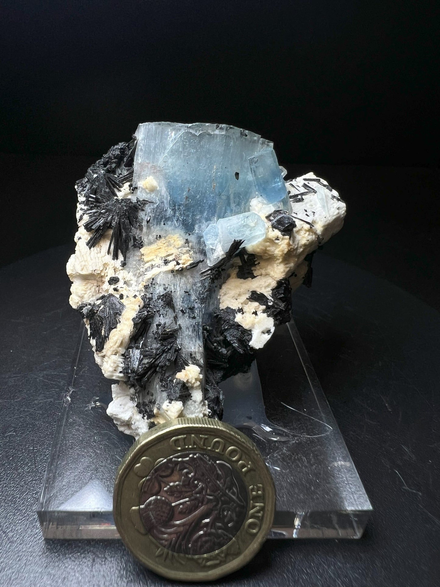 Aquamarine With Schorl From Erongo Mountains, Karibib, Namibia- Collectors Piece, Crystal Healing, Statement Piece (Stand Included)