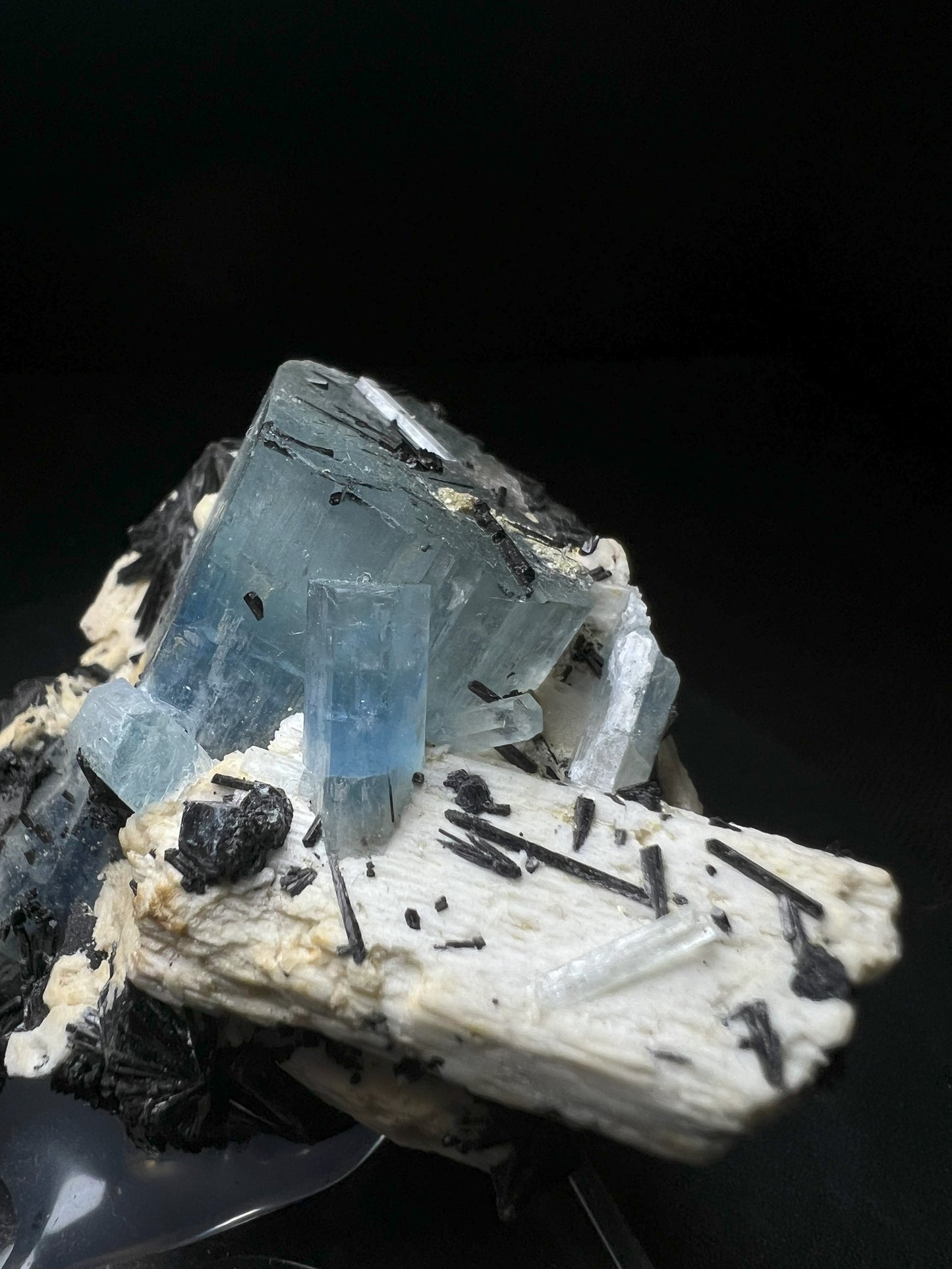 Aquamarine With Schorl From Erongo Mountains, Karibib, Namibia- Collectors Piece, Crystal Healing, Statement Piece (Stand Included)