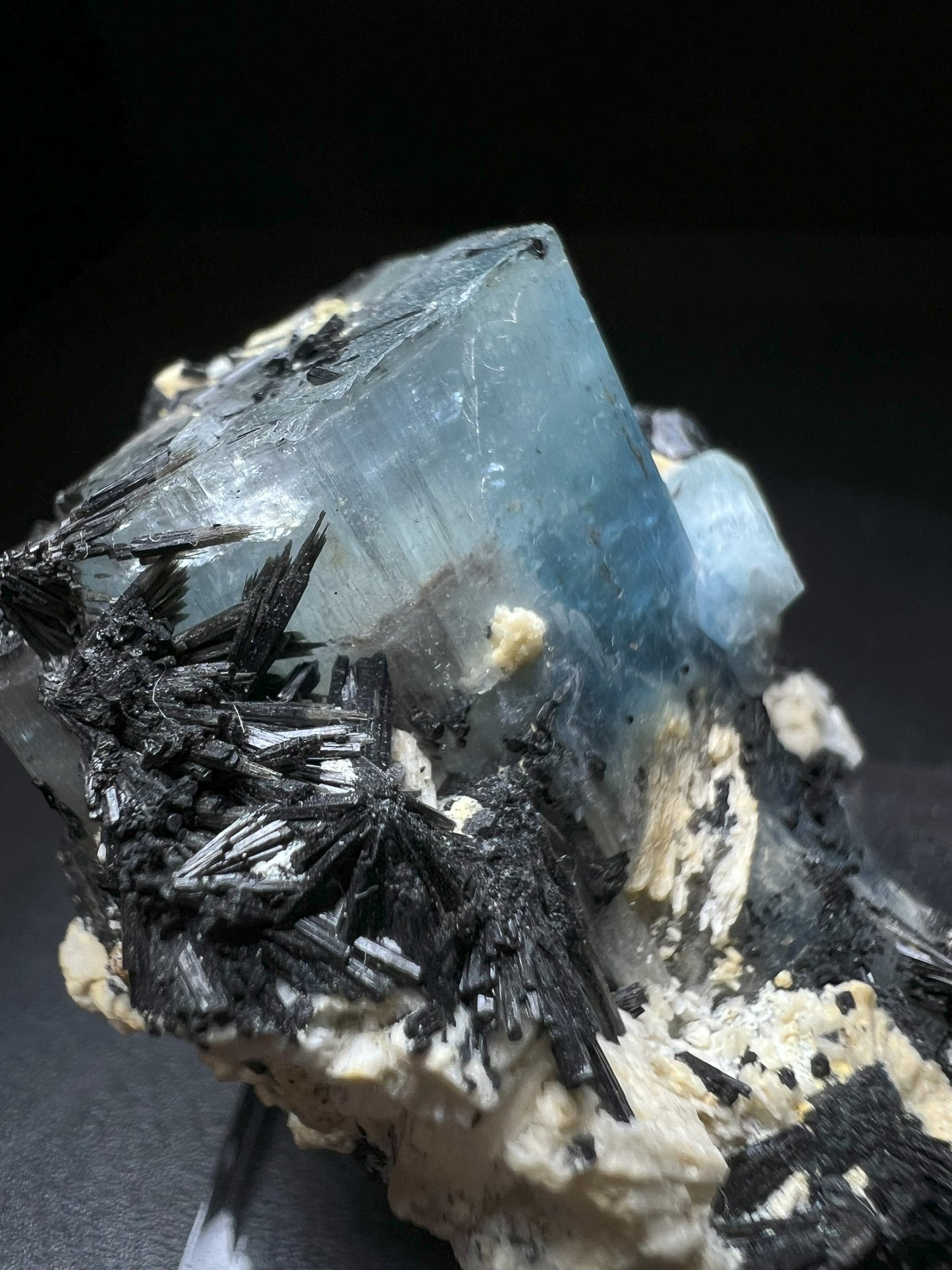 Aquamarine With Schorl From Erongo Mountains, Karibib, Namibia- Collectors Piece, Crystal Healing, Statement Piece (Stand Included)