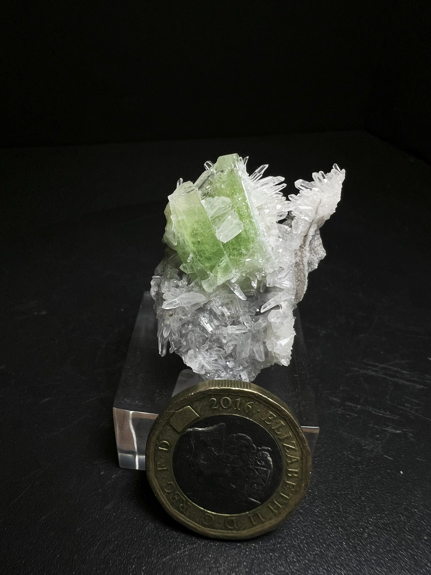 Stunning Green Augelite With Quartz From Peru (Stand Included) Collectors Piece