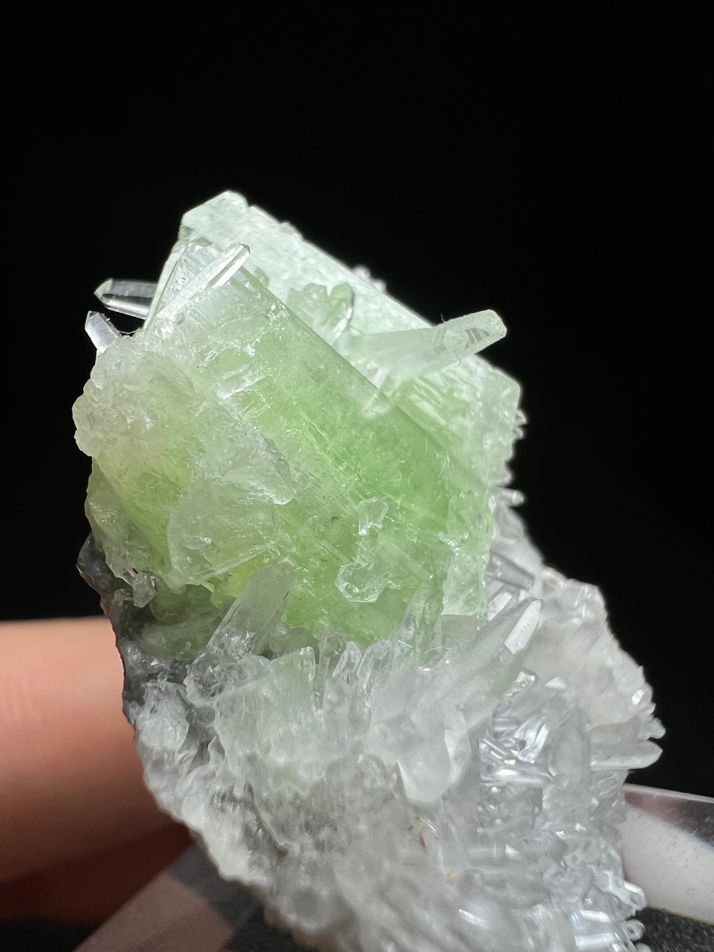 Stunning Green Augelite With Quartz From Peru (Stand Included) Collectors Piece