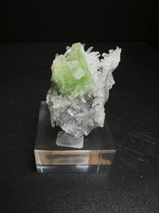 Stunning Green Augelite With Quartz From Peru (Stand Included) Collectors Piece