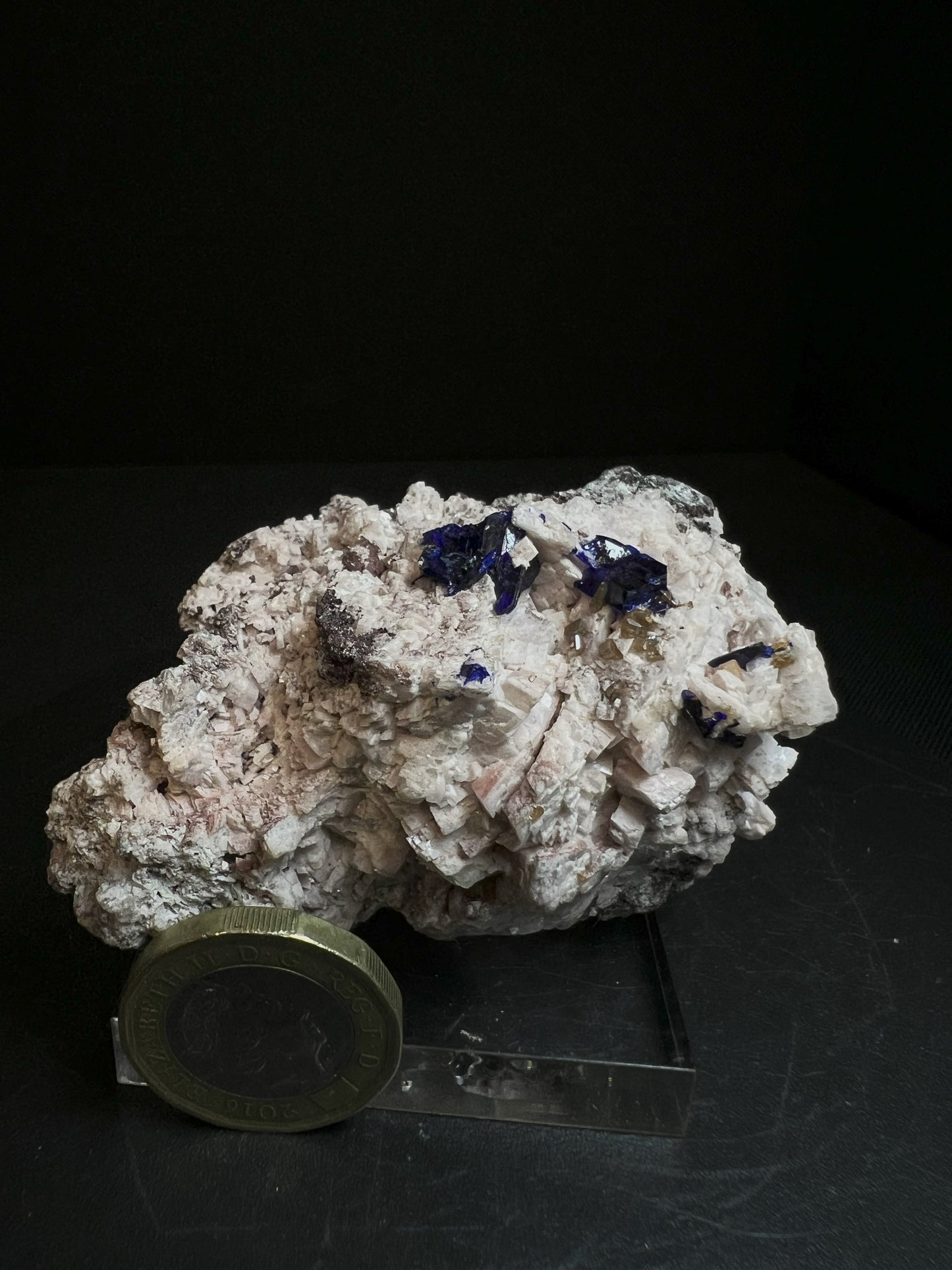 Azurite, Wulfenite And Dolomite From Tsumeb Mine, Oshikoto, Namibia- Collectors Piece