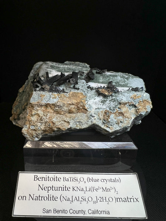 Outstanding Benitoite & Neptunite On Natrolite Matrix From San Benito County, California- Museum Quality, Mineral, Gem, Crystal Healing