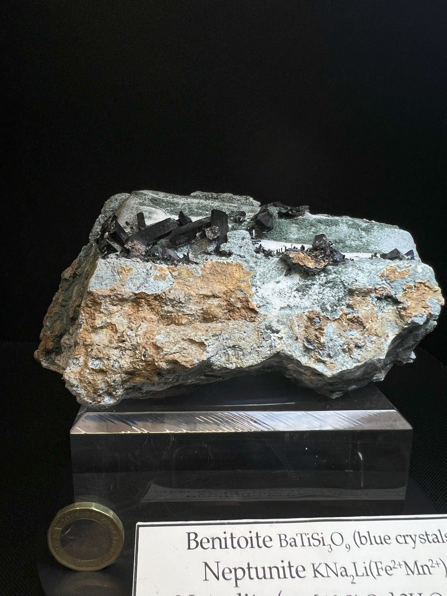 Outstanding Benitoite & Neptunite On Natrolite Matrix From San Benito County, California- Museum Quality, Mineral, Gem, Crystal Healing