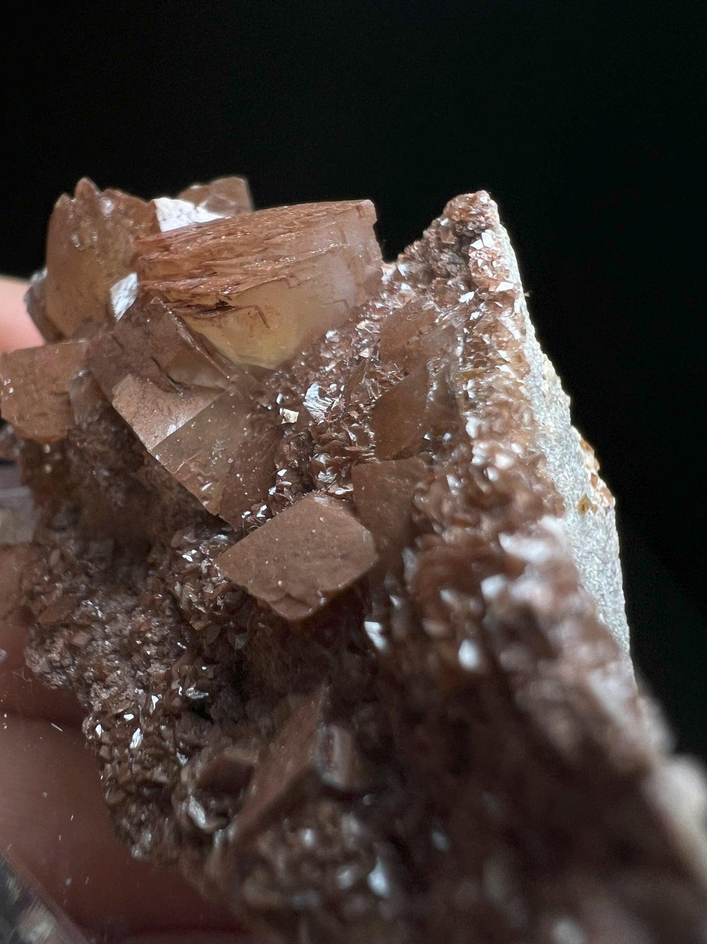 Calcite With Red Hematite Coating From Ton Mahr Quarry, Cardiff, Wales
