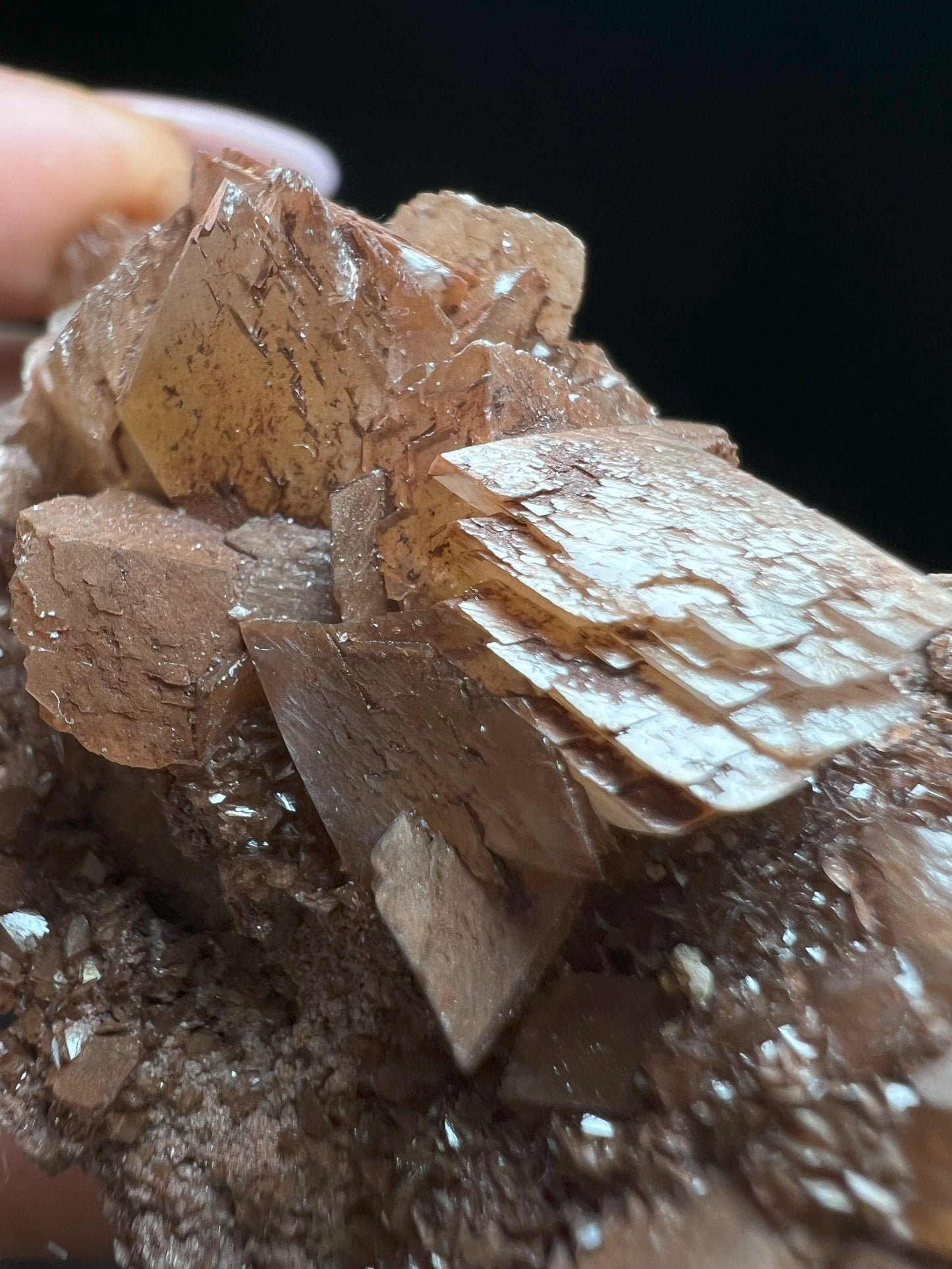 Calcite With Red Hematite Coating From Ton Mahr Quarry, Cardiff, Wales