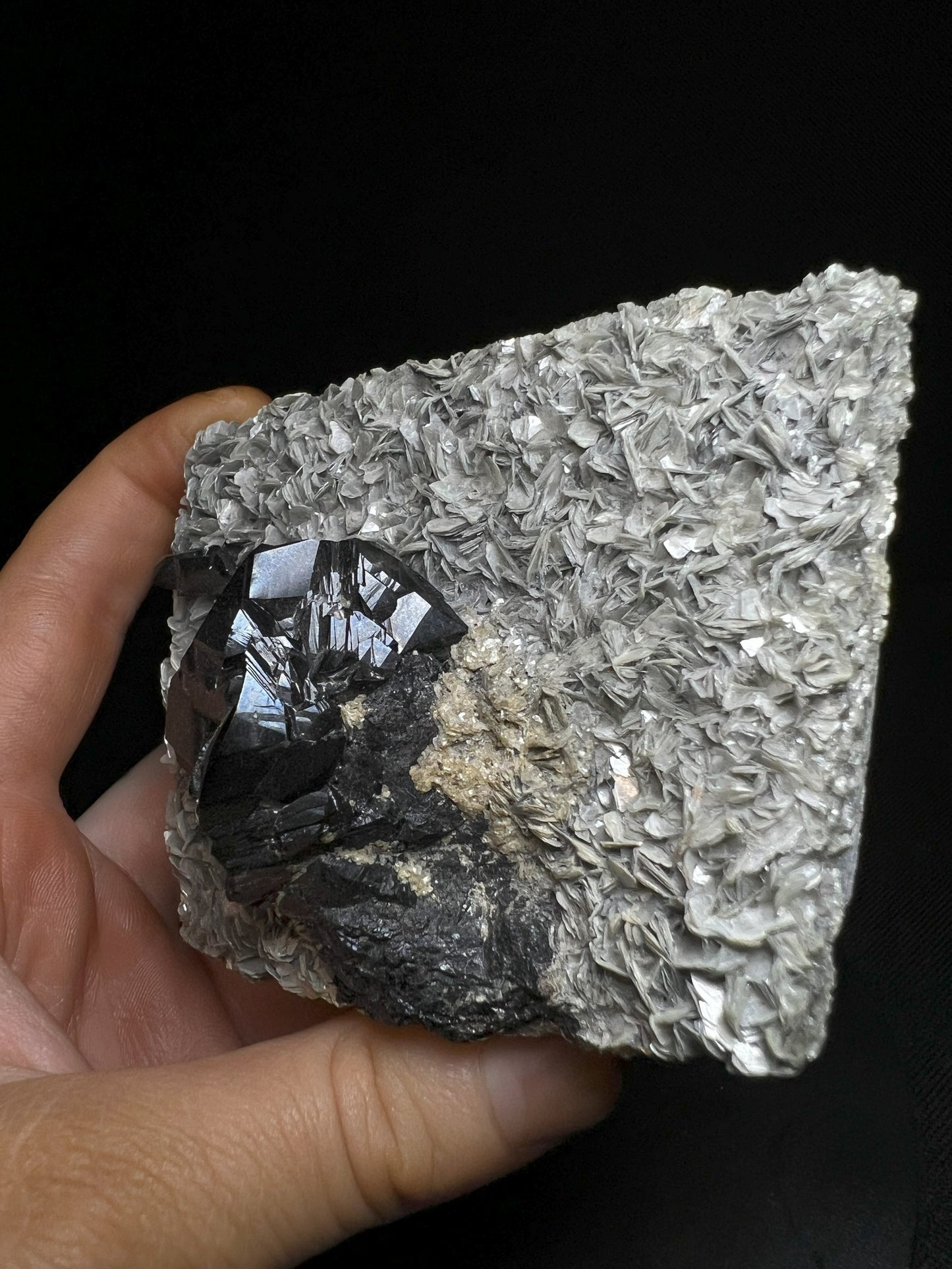 Cassiterite on Muscovite from Xuebaoding Mountain near Pingwu, Sichuan Province, China