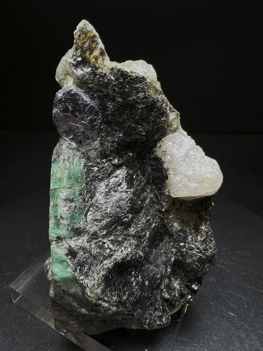 Rare Perfect Formation of Beryl Var Emerald With A Perfect Molybdenite Formation on Matrix From Carnaíba mining district, Pindobaçu, Bahia, Brazil
