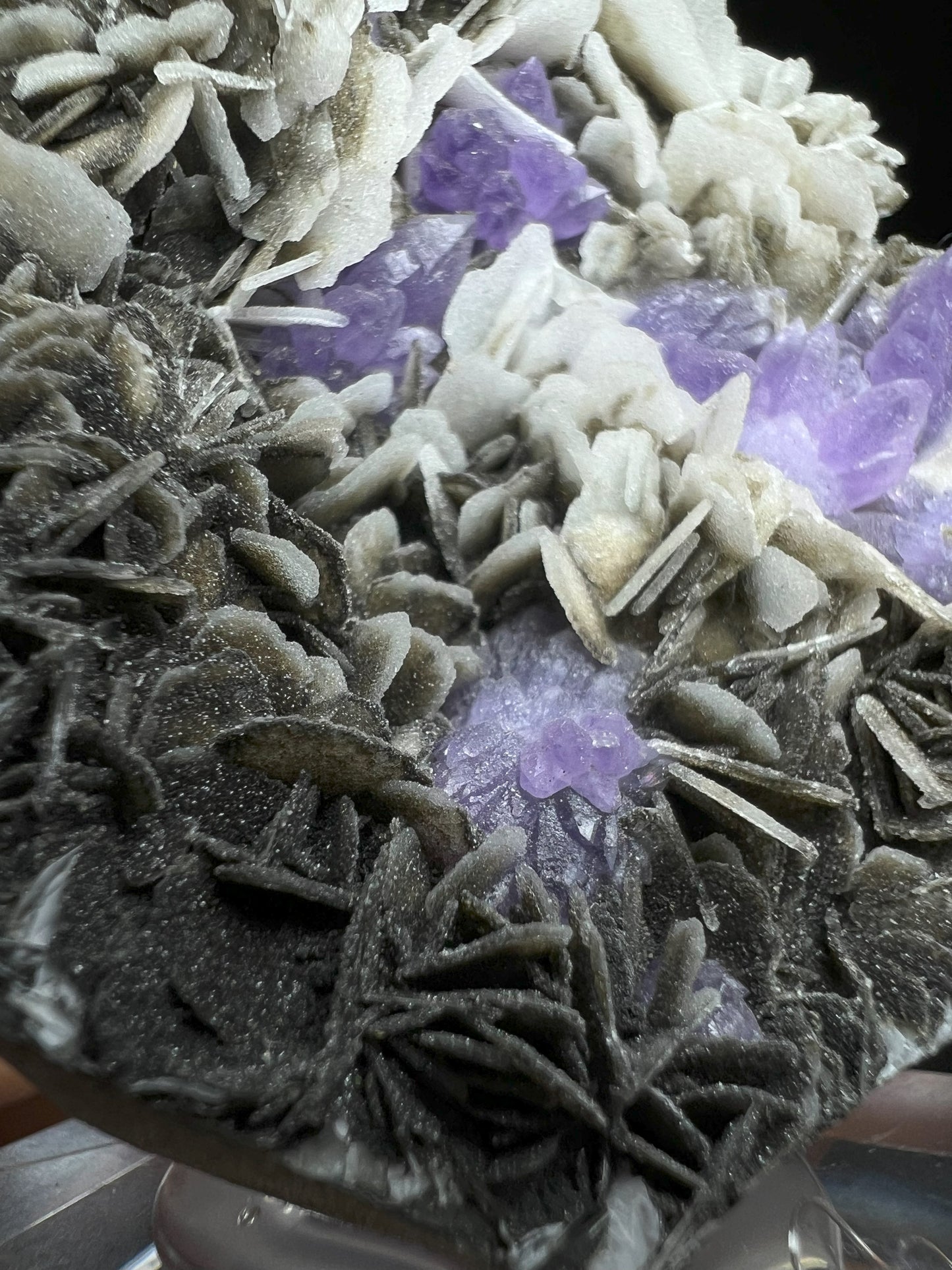 Outstanding Stunning Flower Amethyst On Baryte With Chalcedony Geode From Karur District Tamil Nadu India