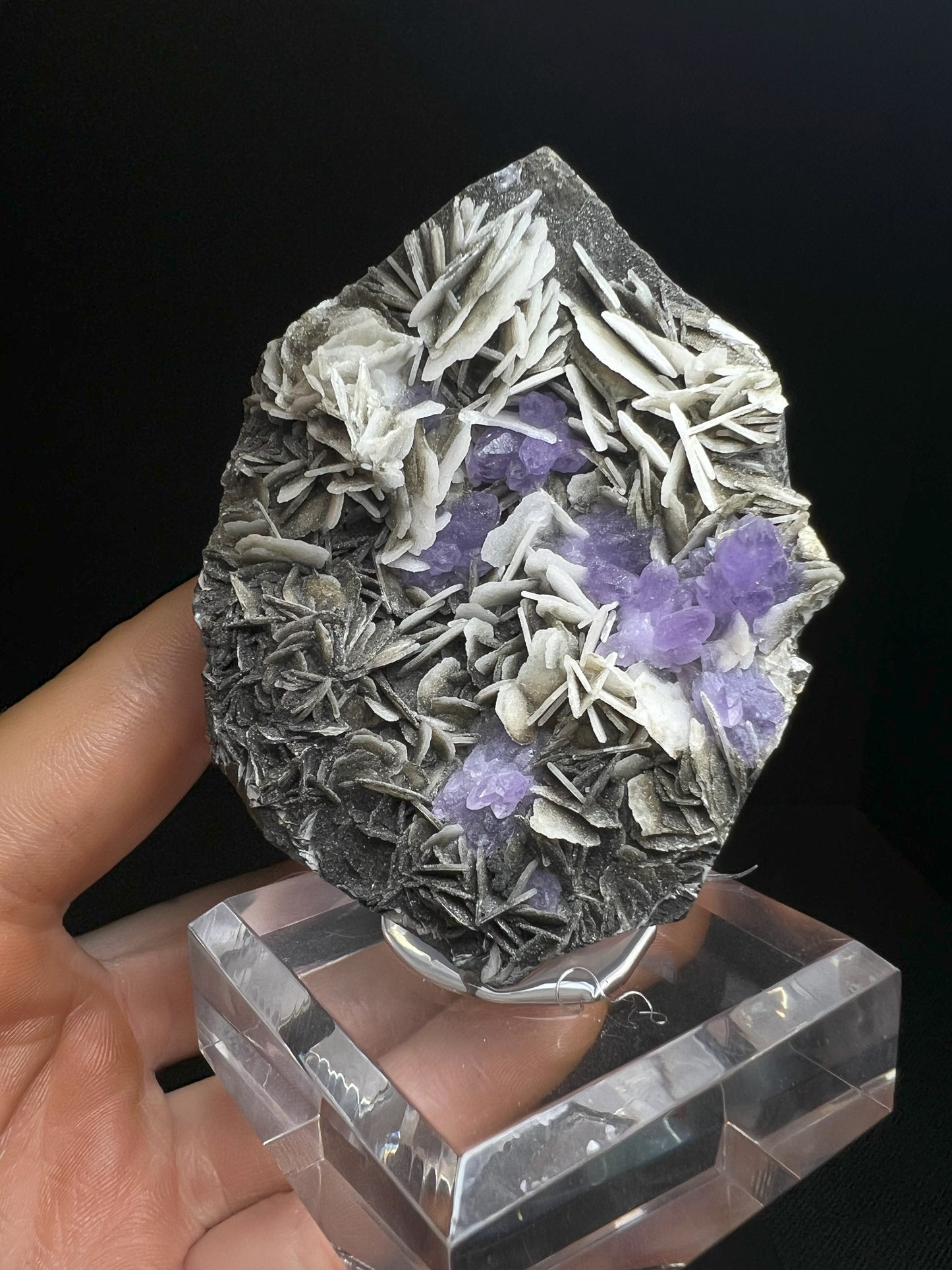 Outstanding Stunning Flower Amethyst On Baryte With Chalcedony Geode From Karur District Tamil Nadu India