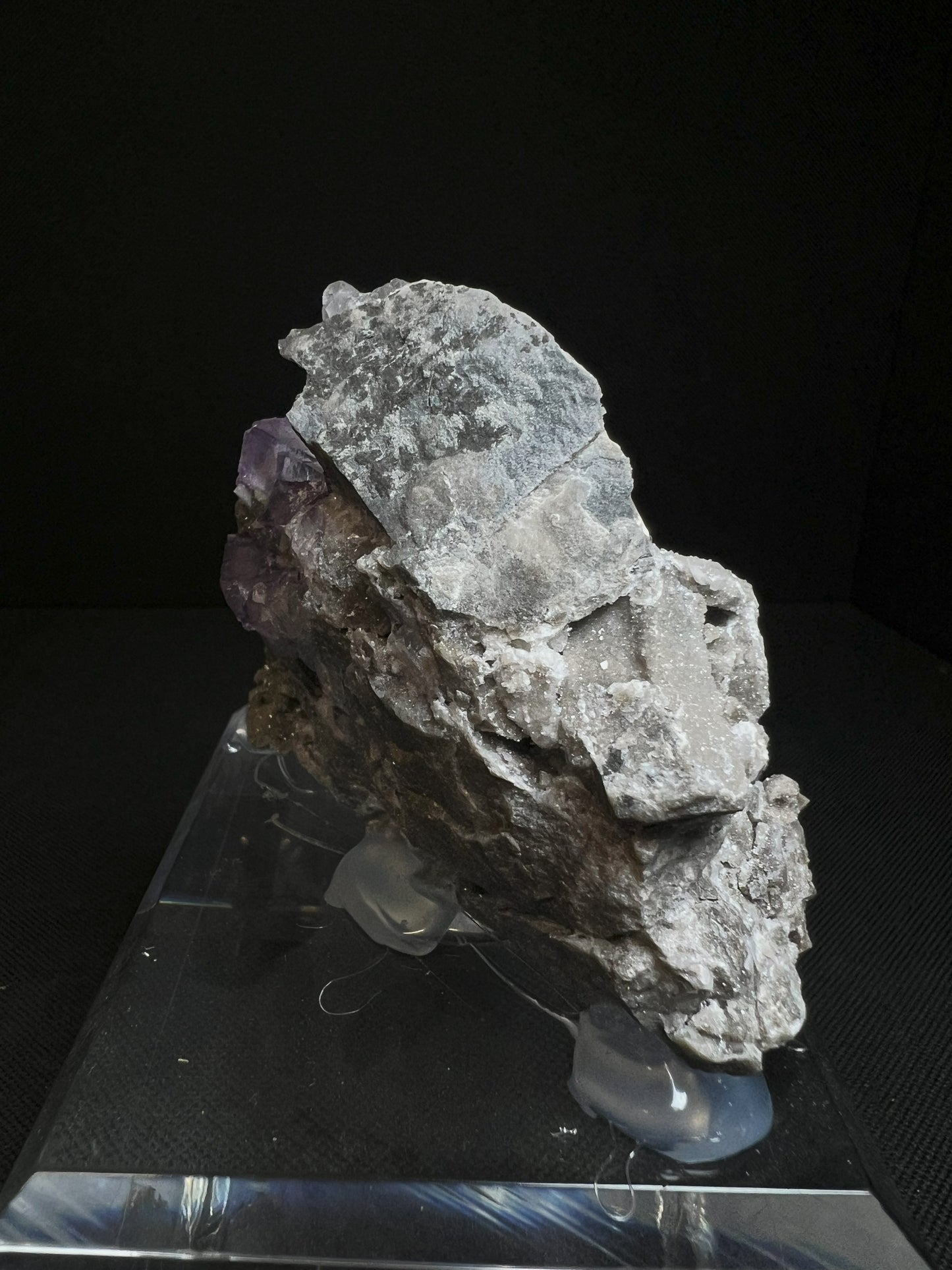 Purple Fluorite Phantom Cubes With Calcite From Elmwood Mine, Carthage, Smith County, Tennessee, USA (Stand Included) Collectors Piece