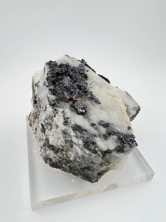 Outstanding Rare Proustite With Skeletal Formation Silver On Calcite From Bouismas Mine, Draa-Tafilalet, Morocco- Collectors Piece