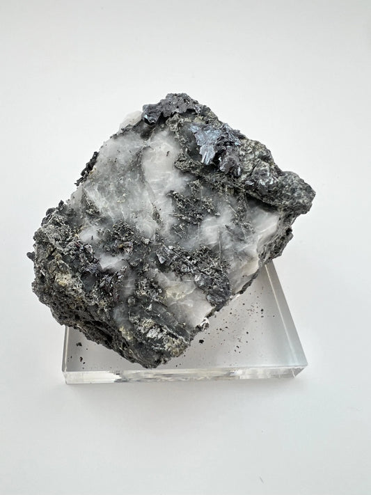 Outstanding Rare Proustite With Skeletal Formation Silver On Calcite From Bouismas Mine, Draa-Tafilalet, Morocco- Collectors Piece