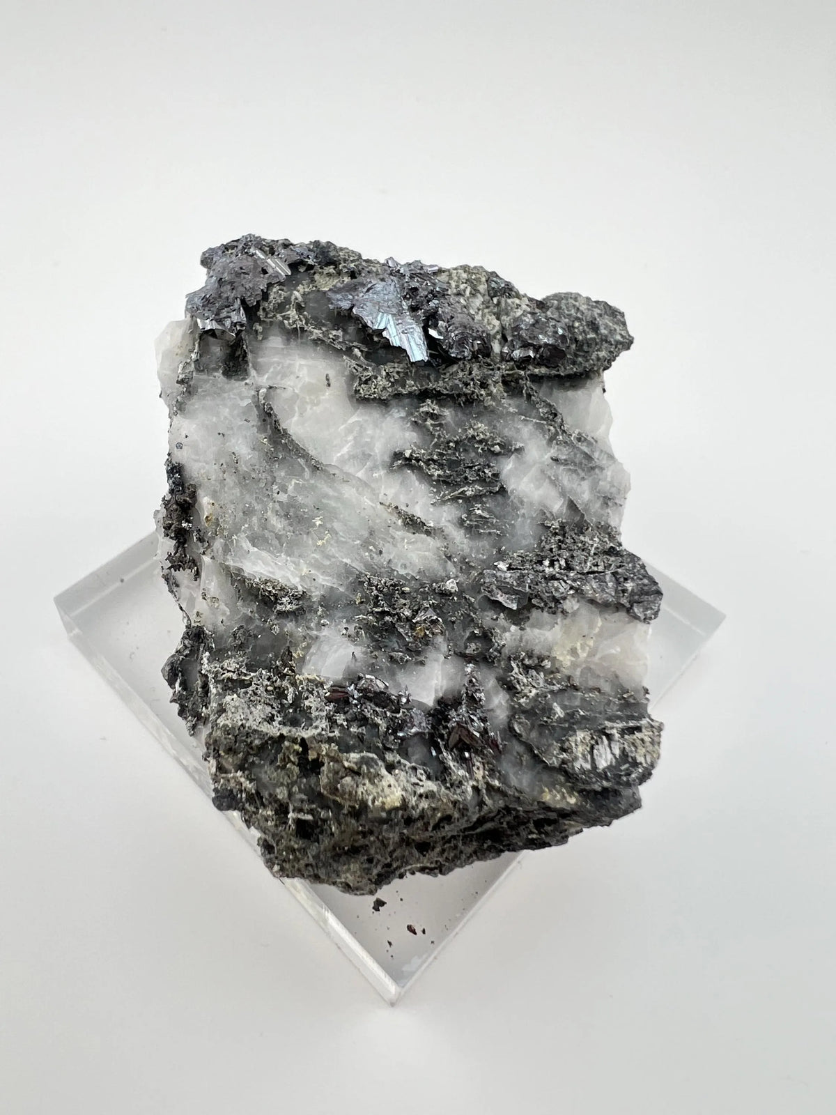 Outstanding Rare Proustite With Skeletal Formation Silver On Calcite From Bouismas Mine, Draa-Tafilalet, Morocco- Collectors Piece