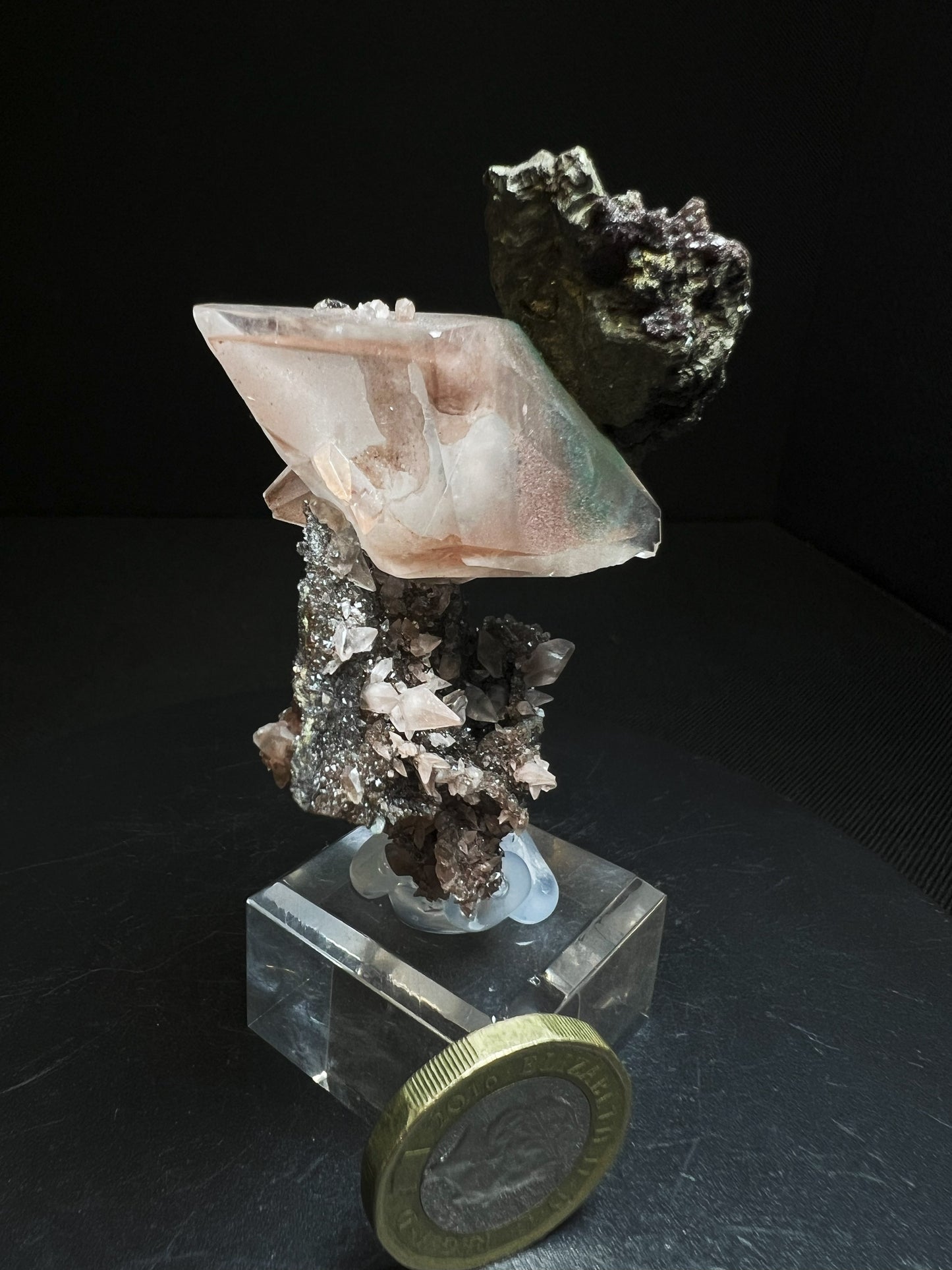 Outstanding Rare Museum Quality Pink & Green Calcite with Chalcopyrite On Matrix Perfect Specimen From Daye mine Hubei province China