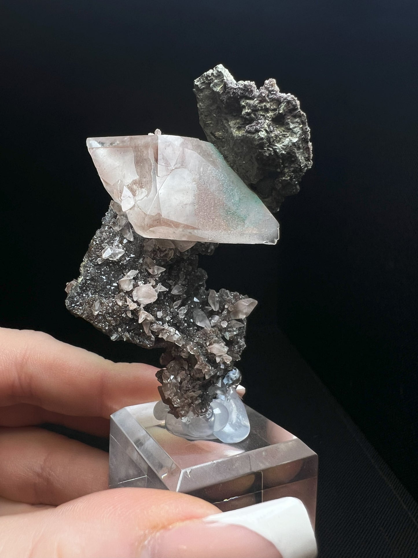 Outstanding Rare Museum Quality Pink & Green Calcite with Chalcopyrite On Matrix Perfect Specimen From Daye mine Hubei province China