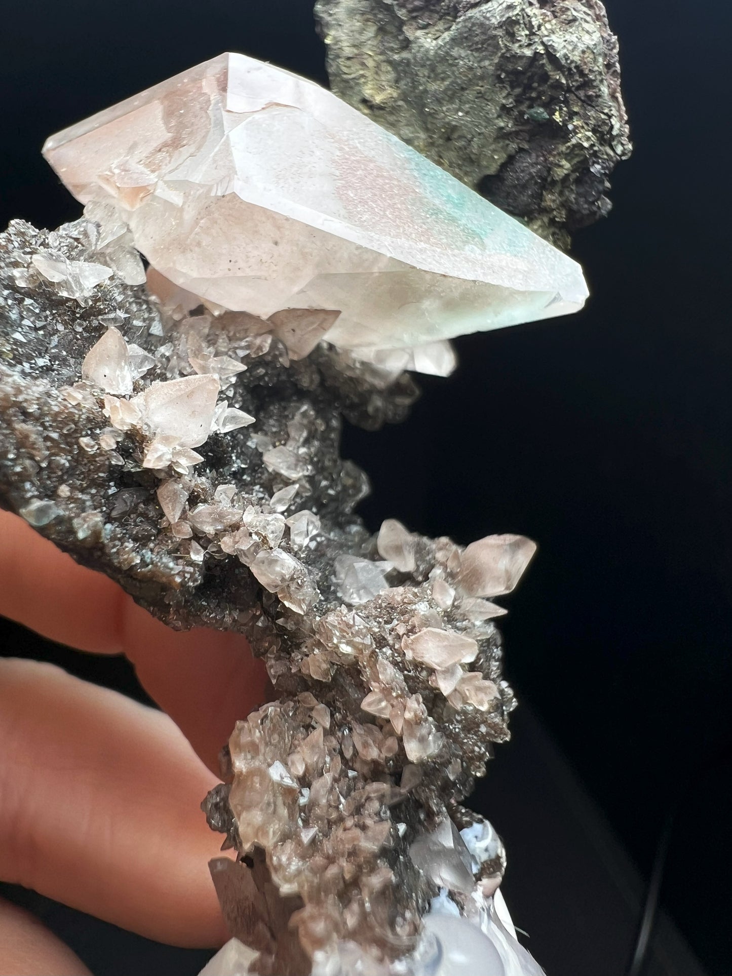 Outstanding Rare Museum Quality Pink & Green Calcite with Chalcopyrite On Matrix Perfect Specimen From Daye mine Hubei province China